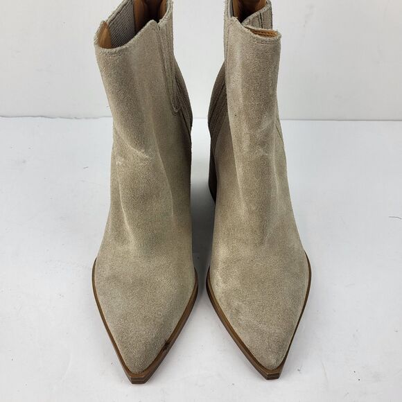 Marc Fisher Ltd. Oshay Beige Suede Leather Pointed Toe Ankle Bootie Size 4M - Picture 8 of 11